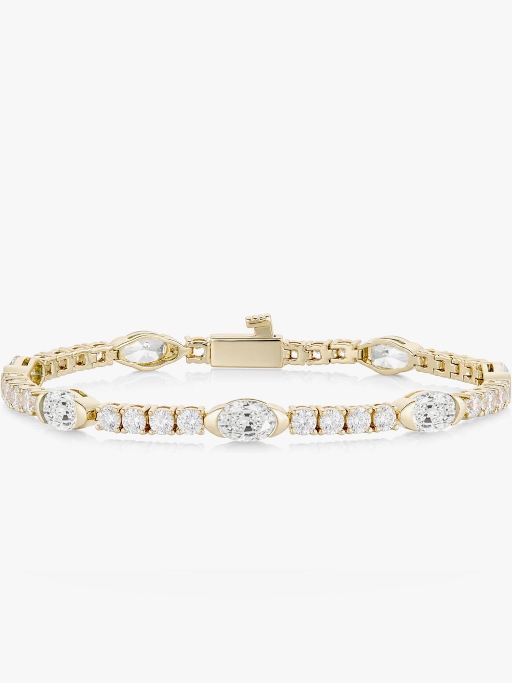 Gold Plated and CZ Crystal Tennis Bracelet - Women's Jewelry